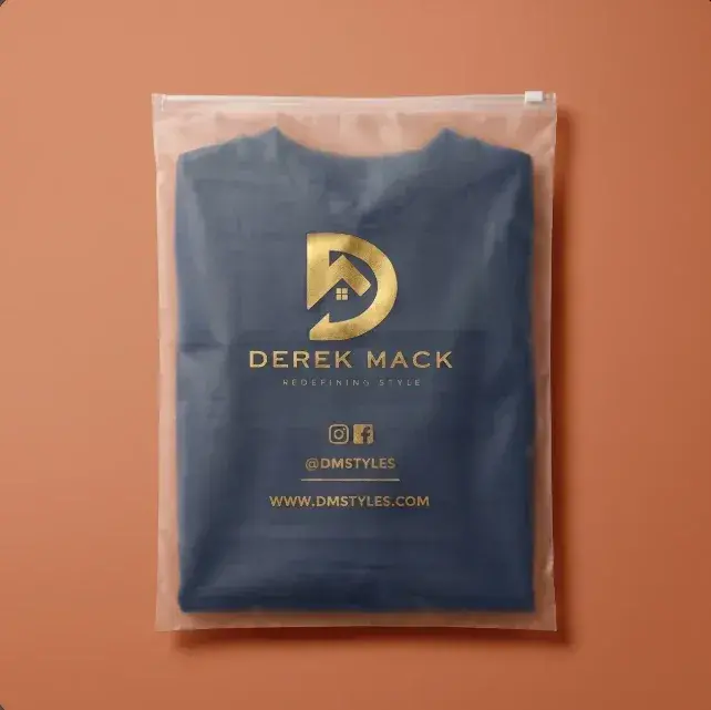 White branded frosted zipper bag printed with a logo